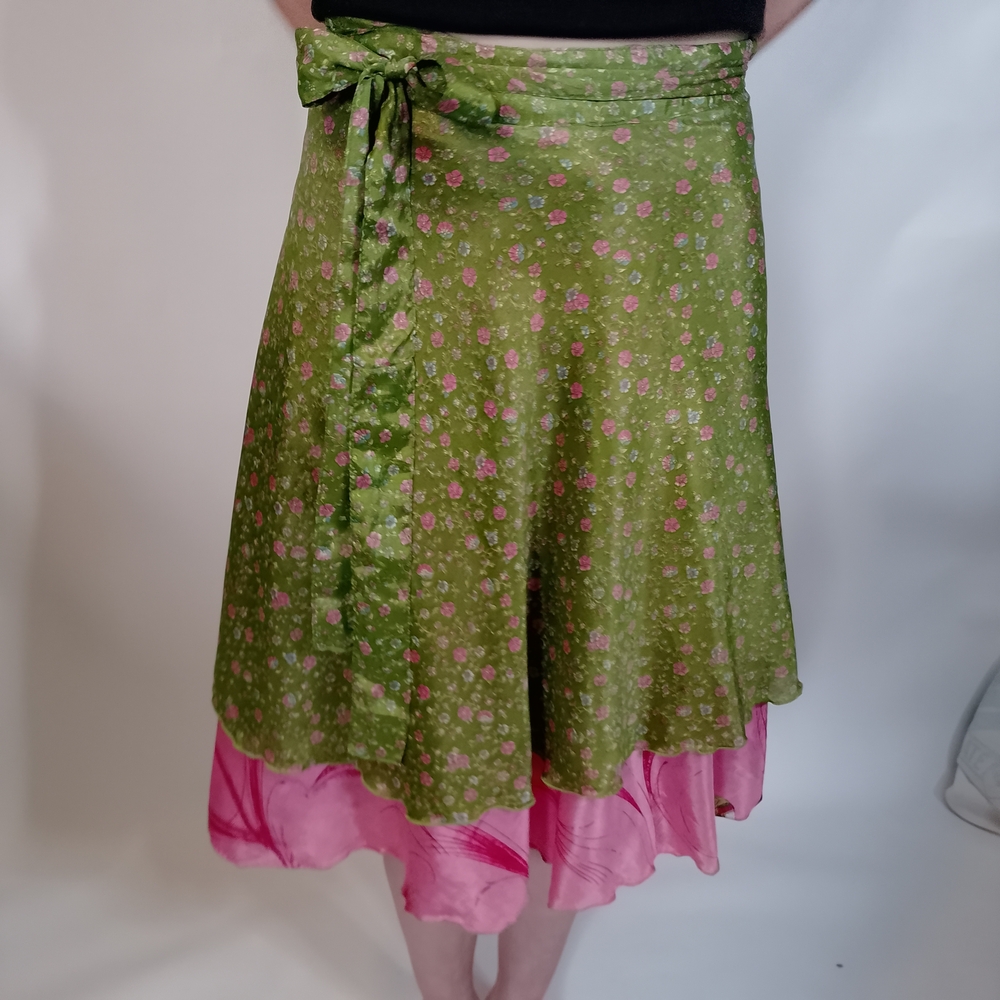 Floral Green and Pink Skirt
